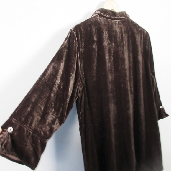 Habitat Velvet Tunic Women L Brown Viscose Blend Button Down Casual Dressy 320 - Picture 6 of 14